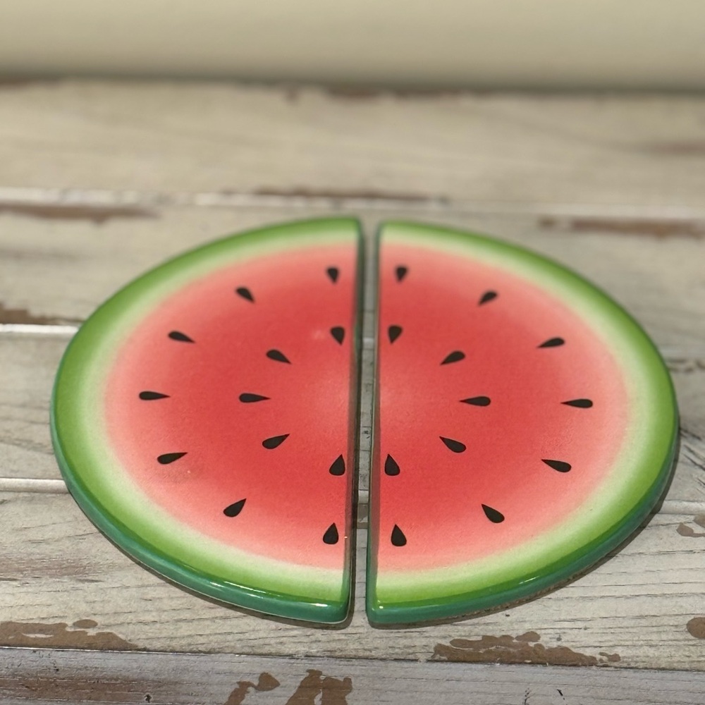 Martha Stewart Watermelon Slice Ceramic Trivet Set Summer BBQ - Flawed